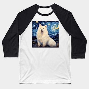 Samoyed Night Baseball T-Shirt